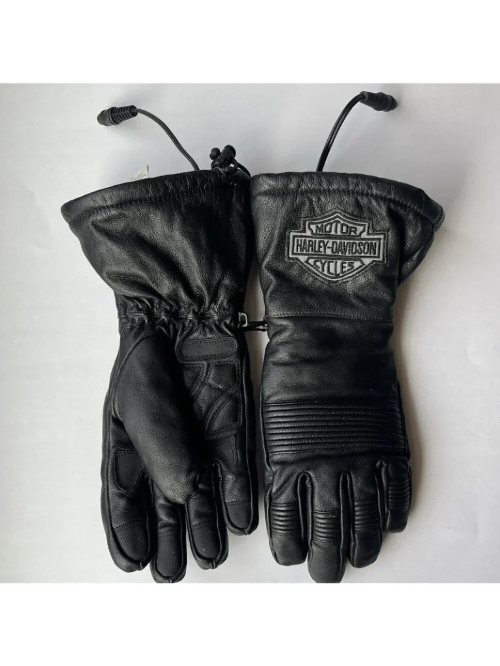 Harley Davidson XS Leather Gauntlet Electric Heated Motorcycle Gloves 12V READ